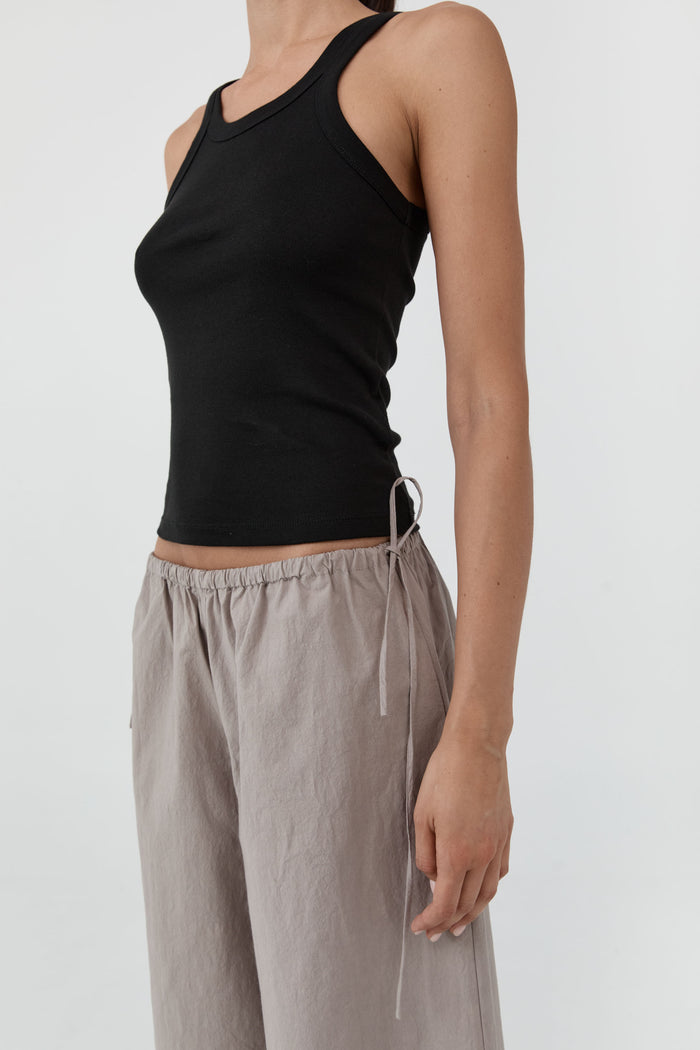 Organic Cotton Racer Singlet - Jet Black