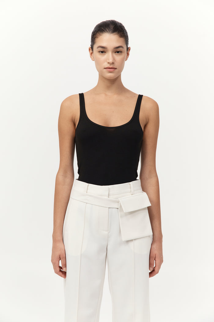 Organic Cotton Slim Scoop Tank - Jet Black