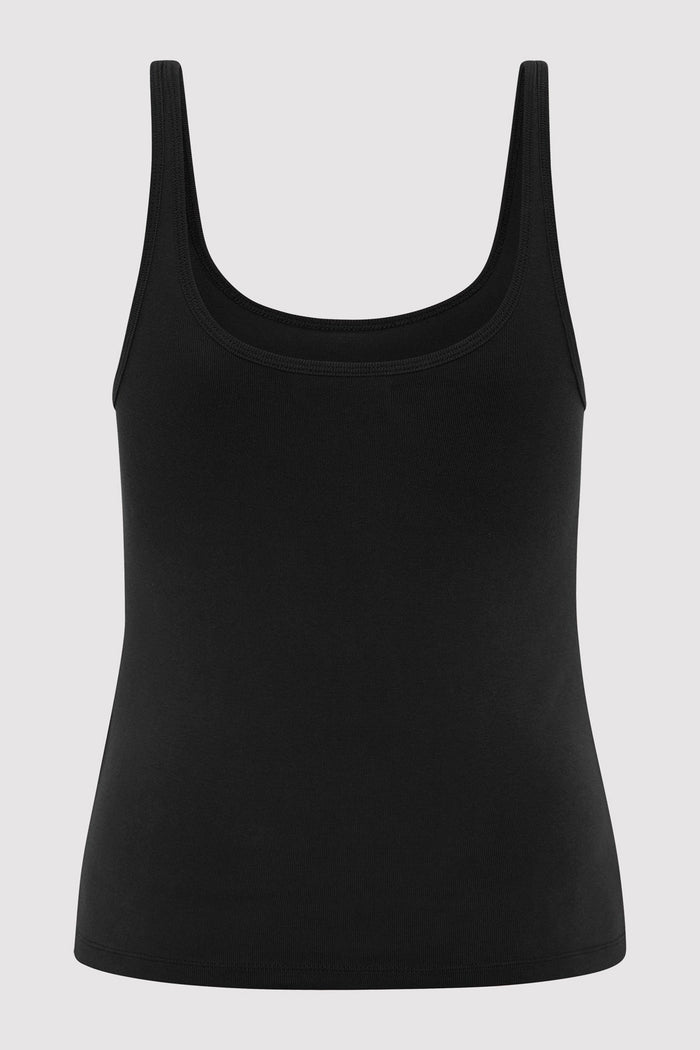 Organic Cotton Slim Scoop Tank - Jet Black