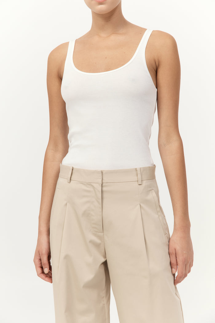 Organic Cotton Slim Scoop Tank - White