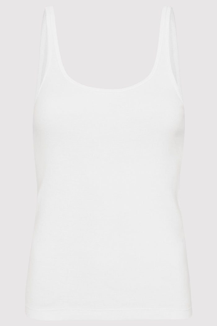 Organic Cotton Slim Scoop Tank - White