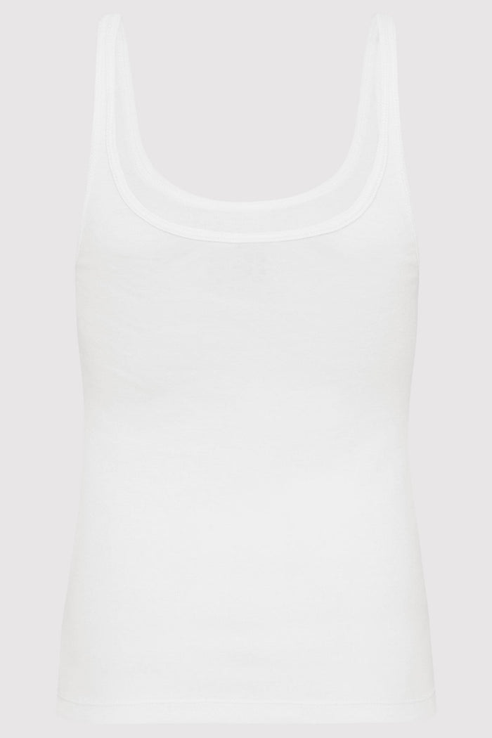 Organic Cotton Slim Scoop Tank - White