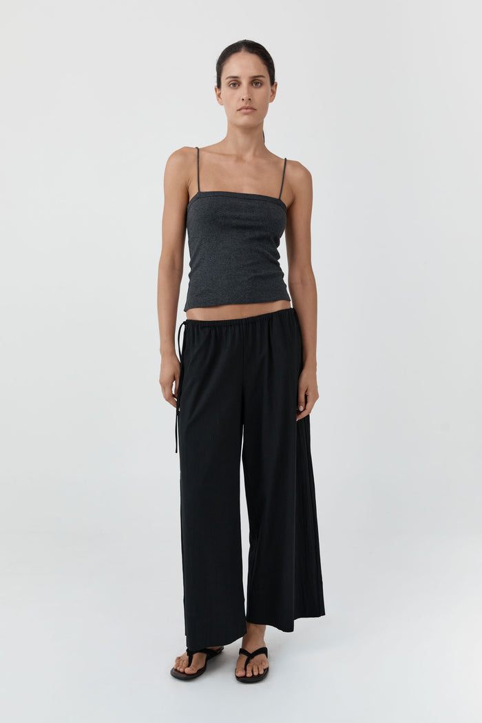 Organic Cotton Square Neck Cami - Charcoal Melange