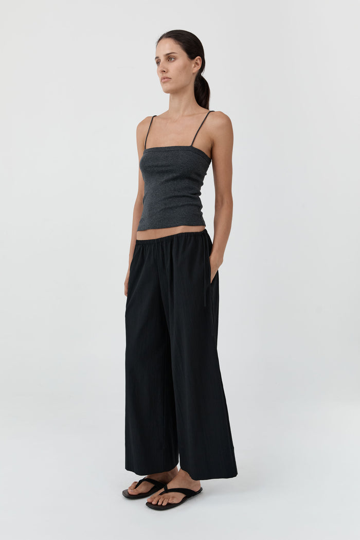 Organic Cotton Square Neck Cami - Charcoal Melange
