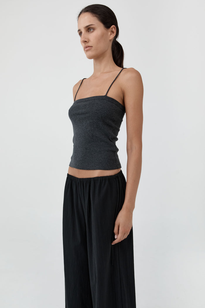 Organic Cotton Square Neck Cami - Charcoal Melange