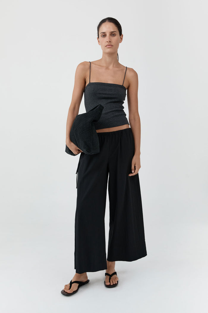 Organic Cotton Square Neck Cami - Charcoal Melange