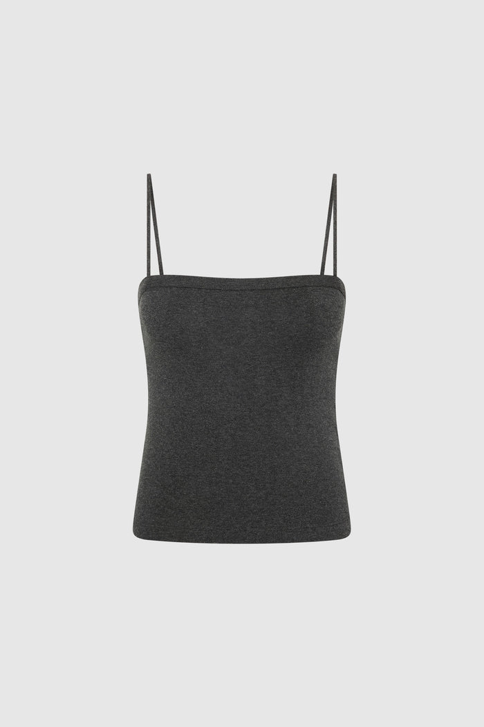 Organic Cotton Square Neck Cami - Charcoal Melange