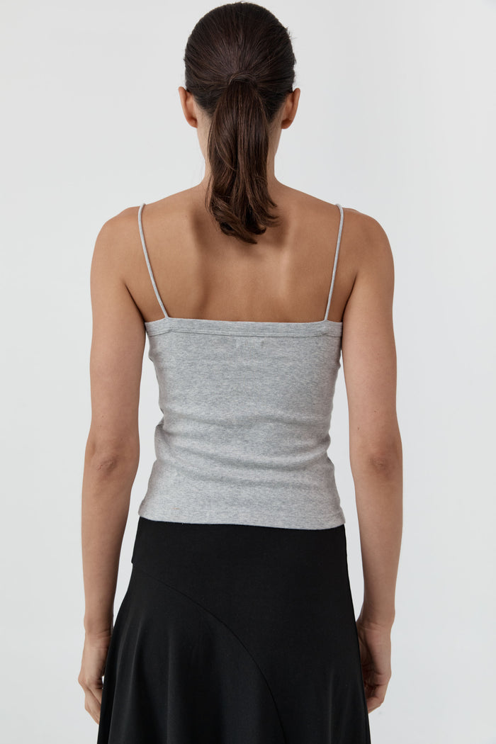 Organic Cotton Square Neck Cami - Grey Marle