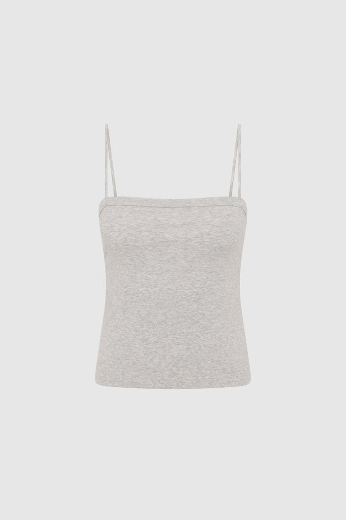 Organic Cotton Square Neck Cami - Grey Marle