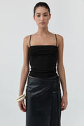 Organic Cotton Square Neck Cami - Jet Black