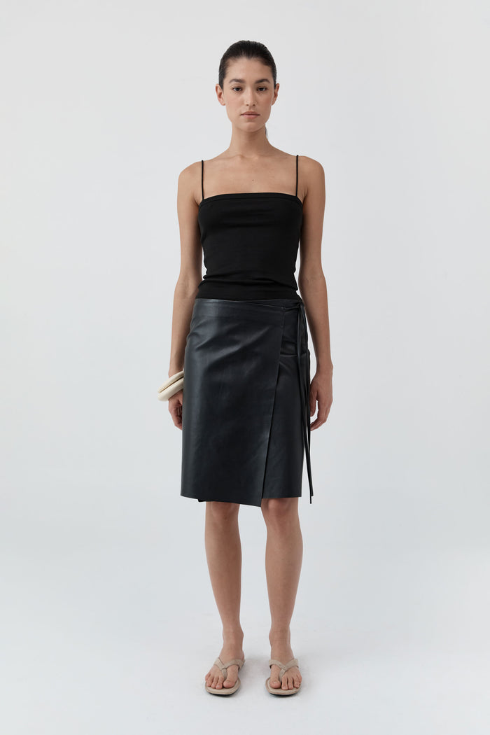 Organic Cotton Square Neck Cami - Jet Black