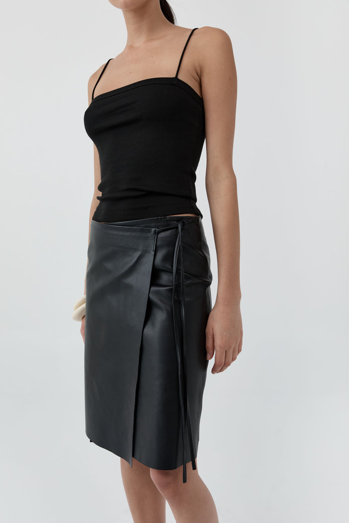 Organic Cotton Square Neck Cami - Jet Black