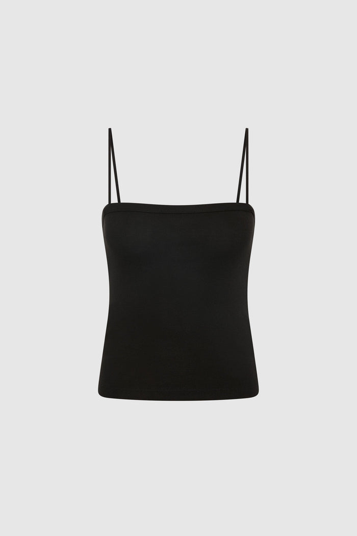 Organic Cotton Square Neck Cami - Jet Black