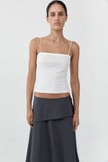 Organic Cotton Square Neck Cami - White
