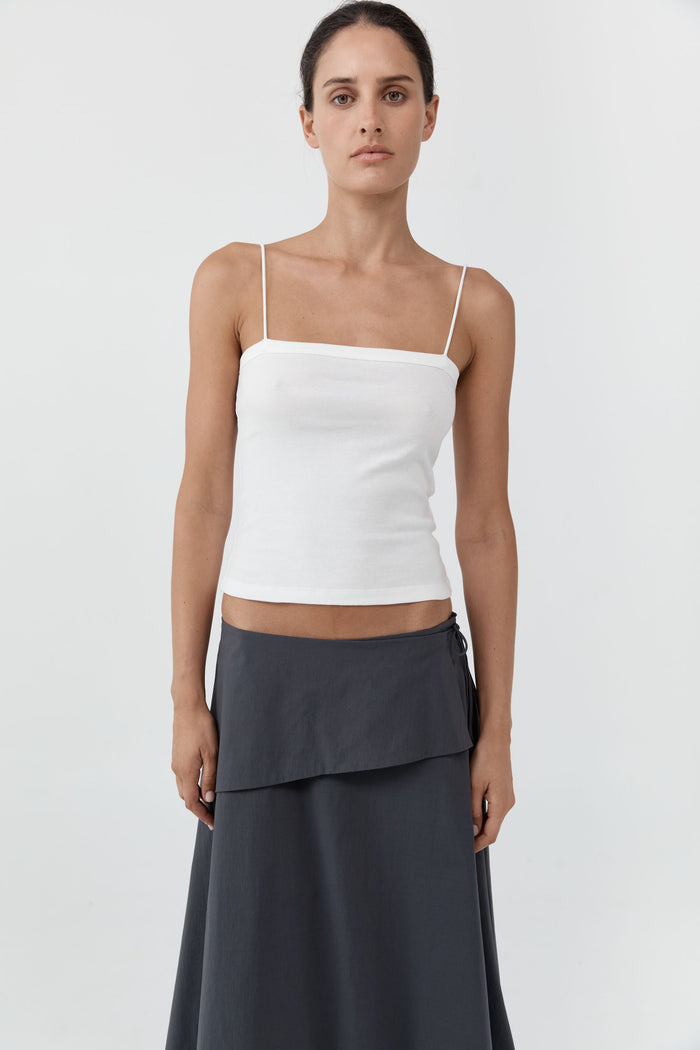 Organic Cotton Square Neck Cami - White