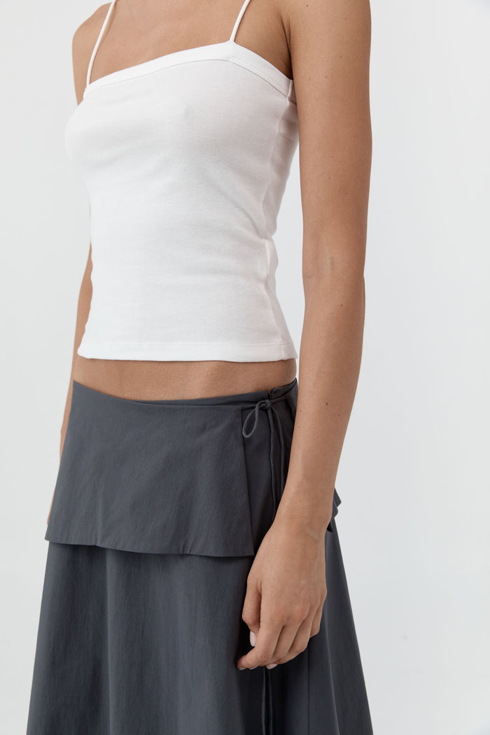 Organic Cotton Square Neck Cami - White