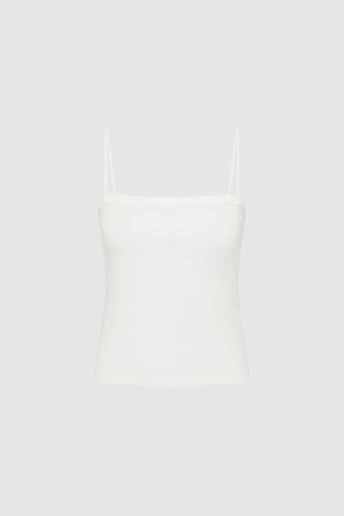 Organic Cotton Square Neck Cami - White