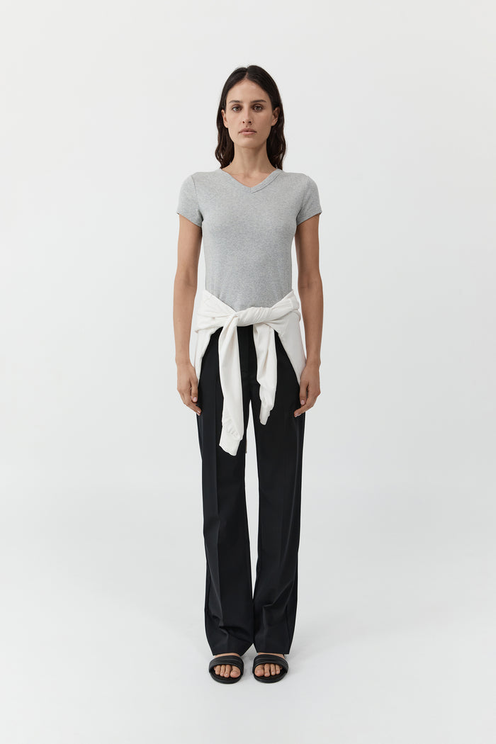 Organic Cotton V Neck Tee - Grey Marle