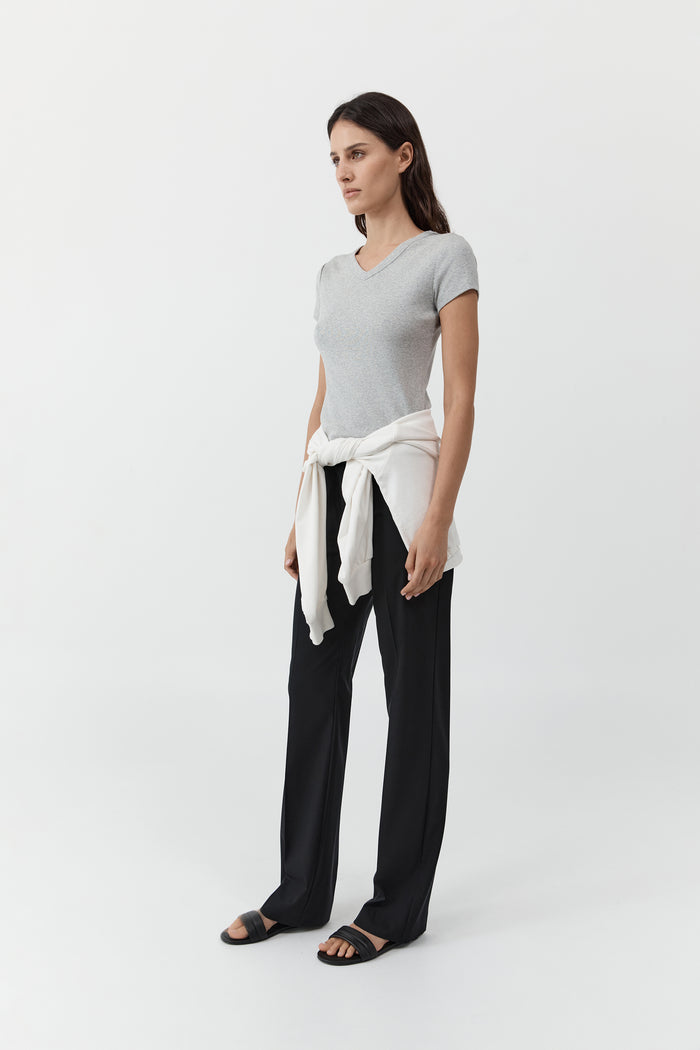 Organic Cotton V Neck Tee - Grey Marle