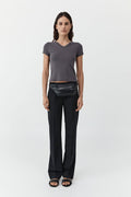 Organic Cotton V Neck Tee - Soot