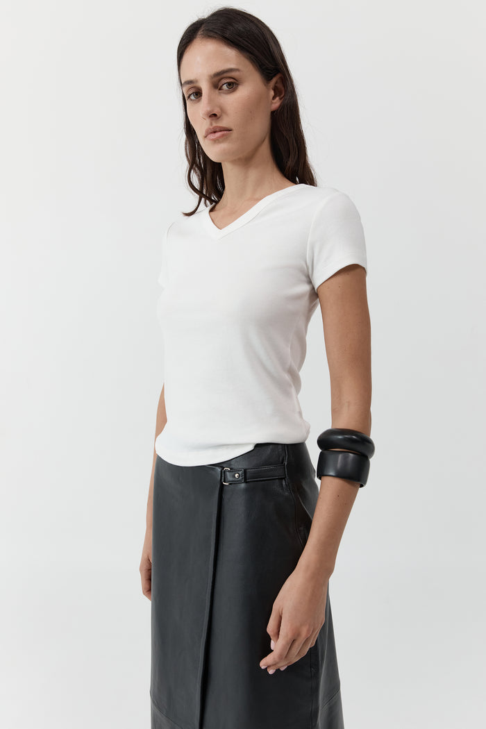 Organic Cotton V Neck Tee - White