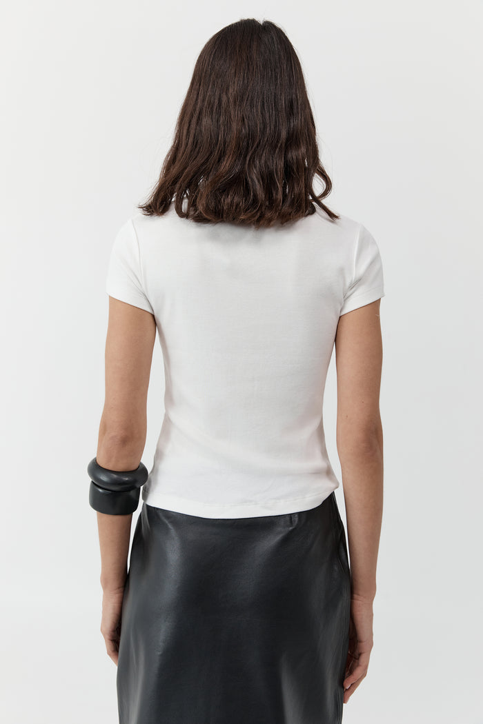 Organic Cotton V Neck Tee - White