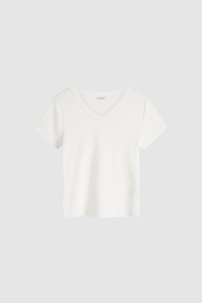 Organic Cotton V Neck Tee - White