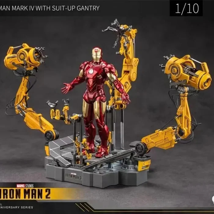 Original Zd Toys Iron Man MK4 With Suit-up Gantry 1/10 Tony Stark Model Action Figure Collectible Toy G