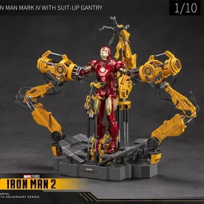 Original Zd Toys Iron Man MK4 With Suit-up Gantry 1/10 Tony Stark Model Action Figure Collectible Toy G