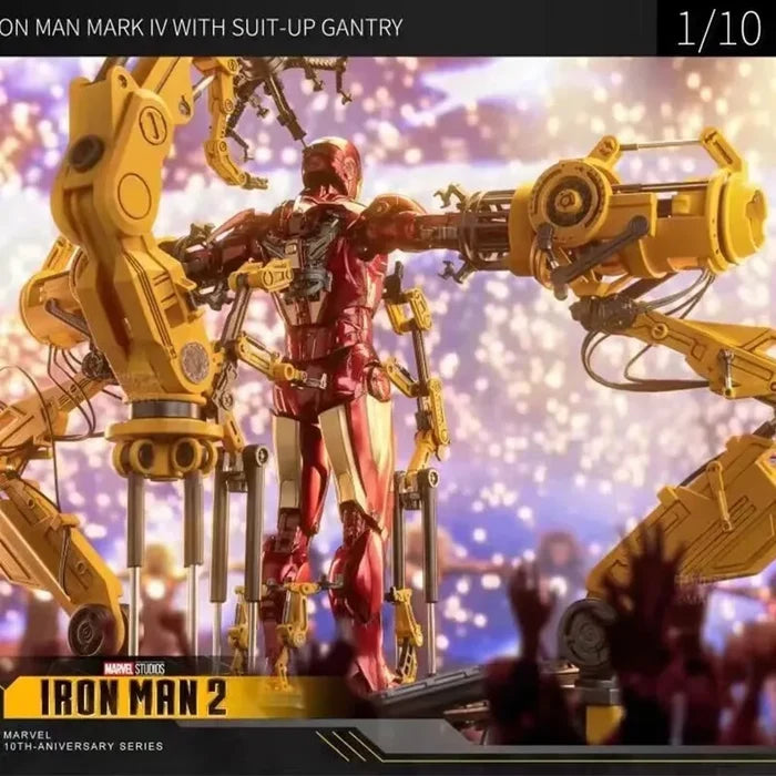 Original Zd Toys Iron Man MK4 With Suit-up Gantry 1/10 Tony Stark Model Action Figure Collectible Toy G