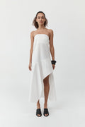 Oxford Strapless Asymm Dress - White