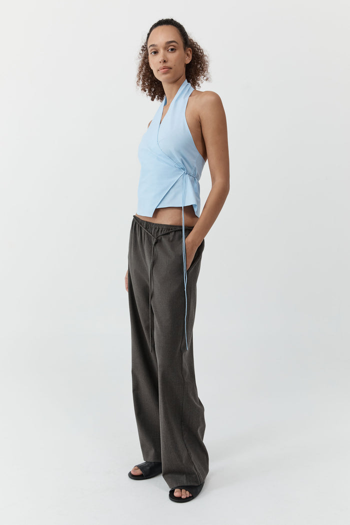 Oxford Wrap Top - Ciel Blue