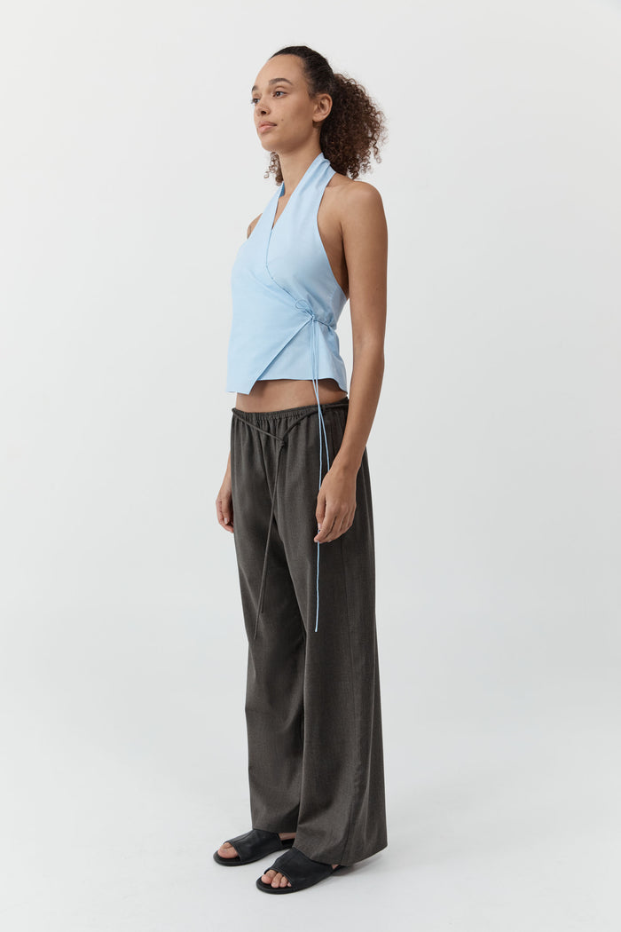 Oxford Wrap Top - Ciel Blue