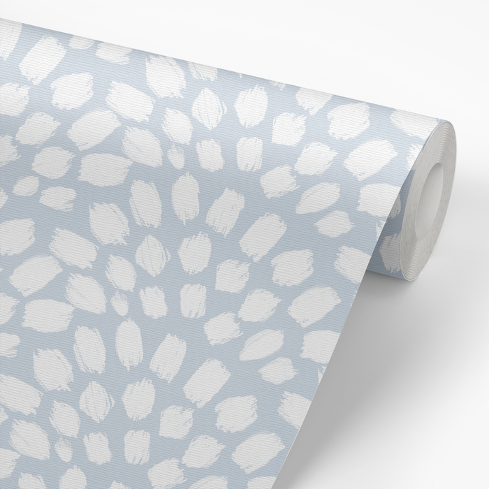 Painted Scallops Wallpaper - Dusty Blue