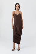 Paper Taffeta Drape Dress - Mocha