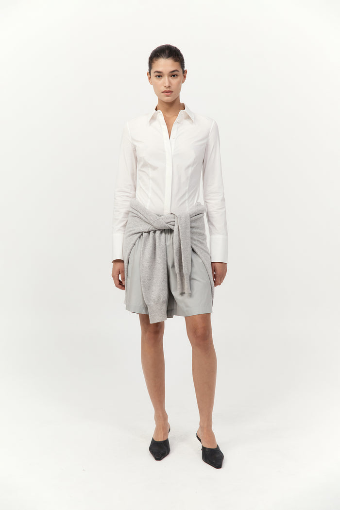Paper Taffeta Short - Silver / Off White
