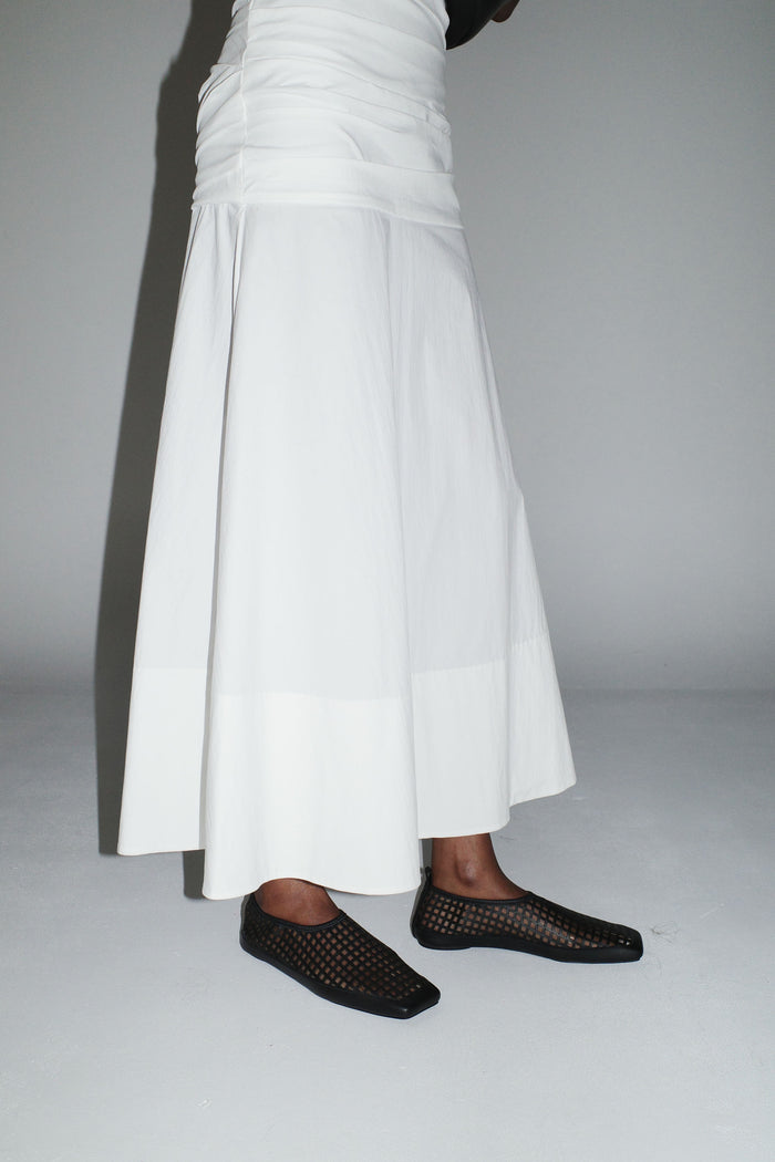 Perforated Square Toe Flat - Black