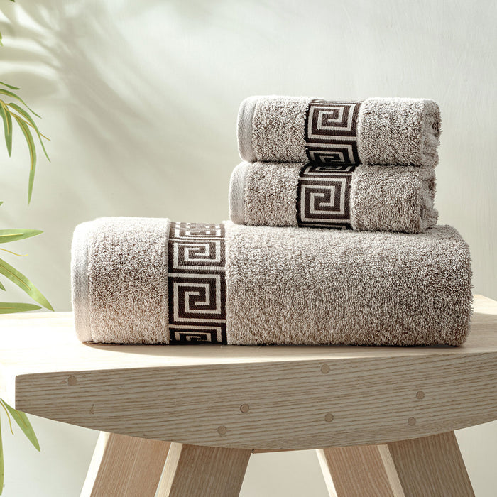 Picasso Towel 3pc Set - Greek Key Border
