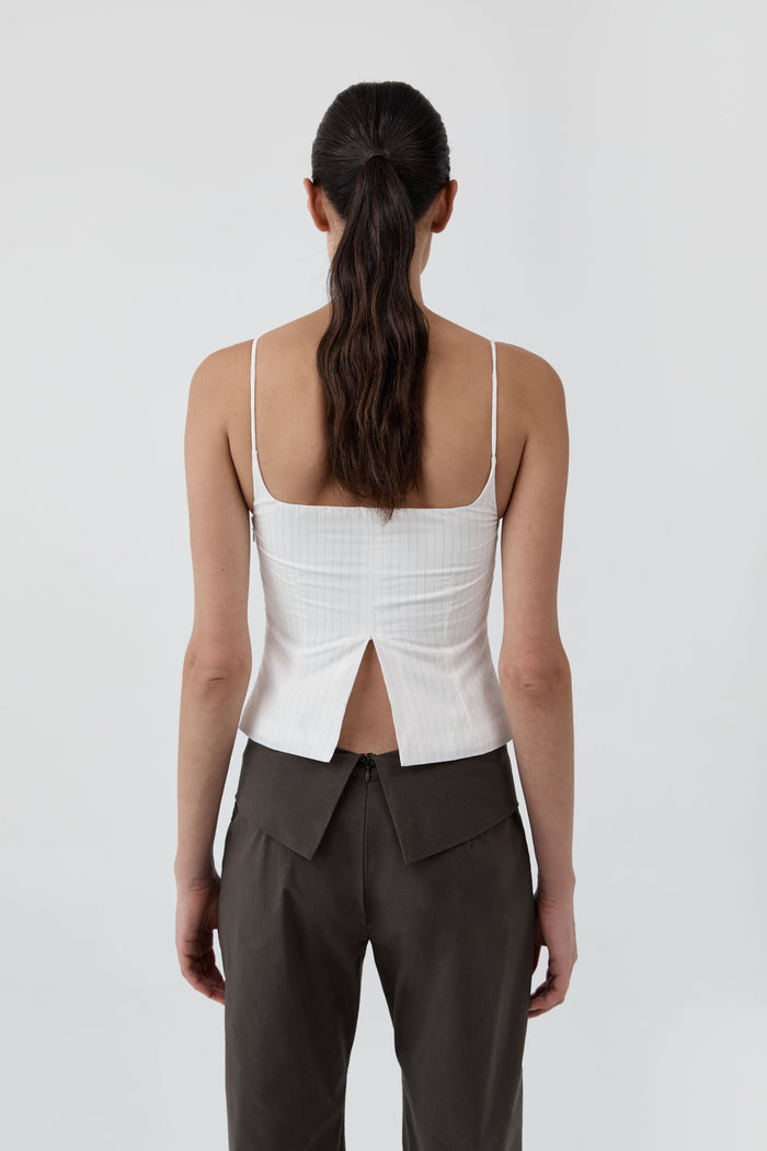 Pinstripe Cami - White
