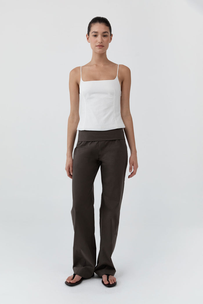 Pinstripe Cami - White