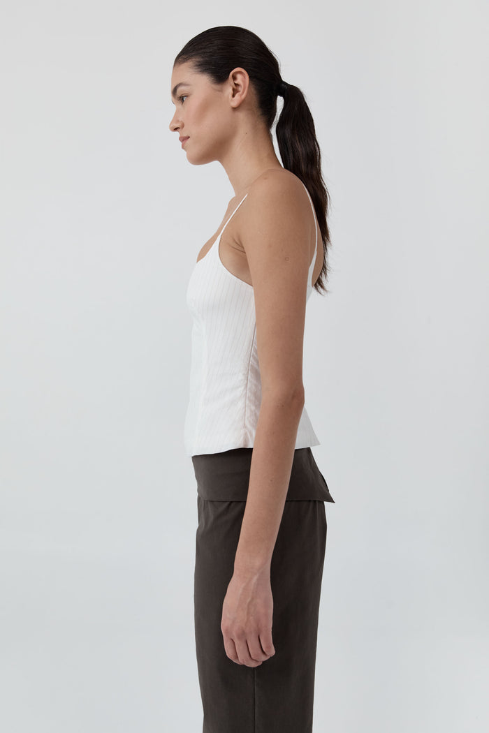 Pinstripe Cami - White