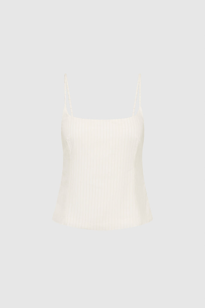Pinstripe Cami - White