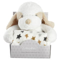 Plush White Baby Fleece Blanket with Puppy