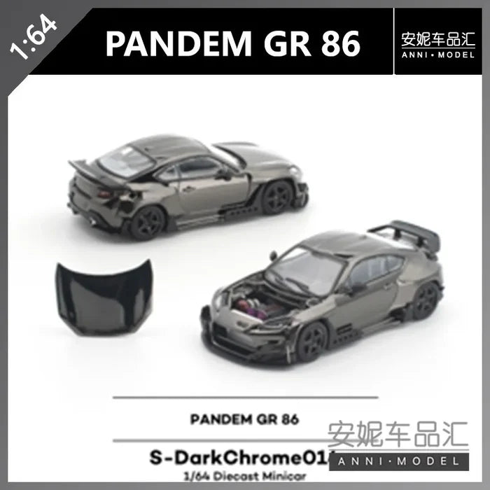 POPRACE 1:64 PANDEM GR86 S-DarkChrome014 die-casting alloy simulation car model is a gift that boys like.