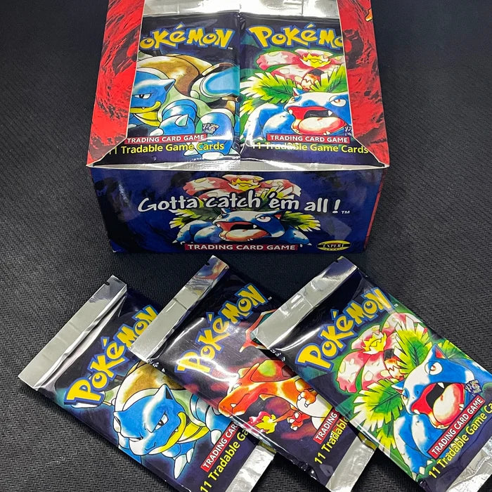 PTCG Cards English Booster Pack Art RARE THIN FONT Wrappers | Unlimited Ed. BASE SET Whole Box PKM DIY Card