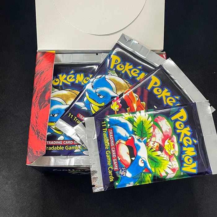 PTCG Cards English Booster Pack Art RARE THIN FONT Wrappers | Unlimited Ed. BASE SET Whole Box PKM DIY Card