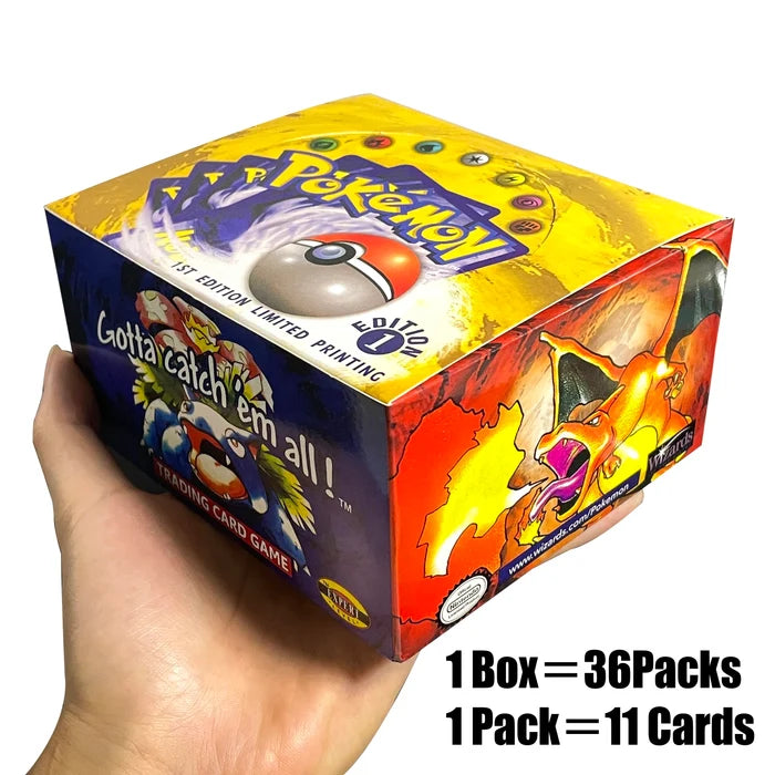 PTCG Cards English Booster Pack Art RARE THIN FONT Wrappers | Unlimited Ed. BASE SET Whole Box PKM DIY Card