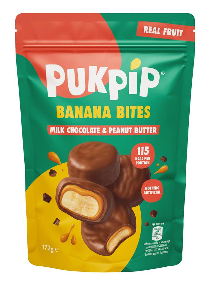 Pukpip Real Banana Bites Dipped in Milk Choc & Peanut Butter 172g