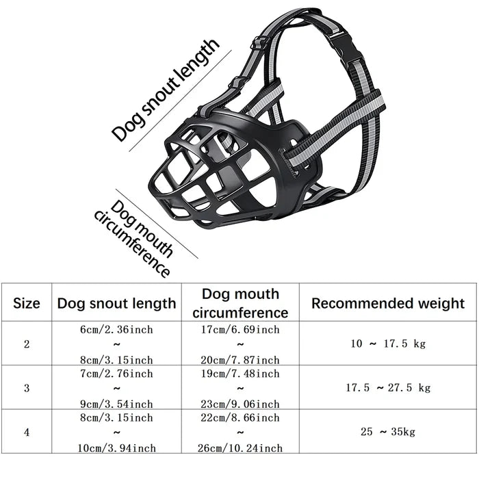 Reflective Dog Muzzle, Pet Anti-Bite Bark Mask for Medium Large Dogs, Pet Dog Bark Stopper, 1PC