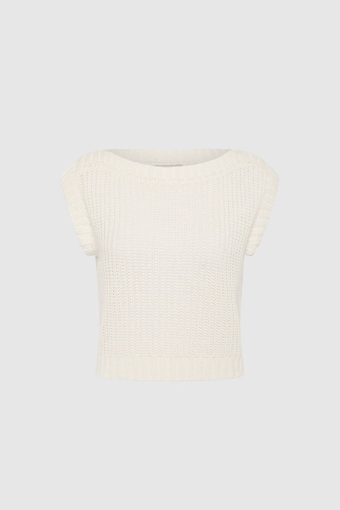 Relaxed Bateau Top - Off White